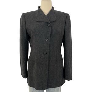 Giorgio Armani Le Collezioni Wool Blazer Jacket Made in Italy Black/White Sz 8